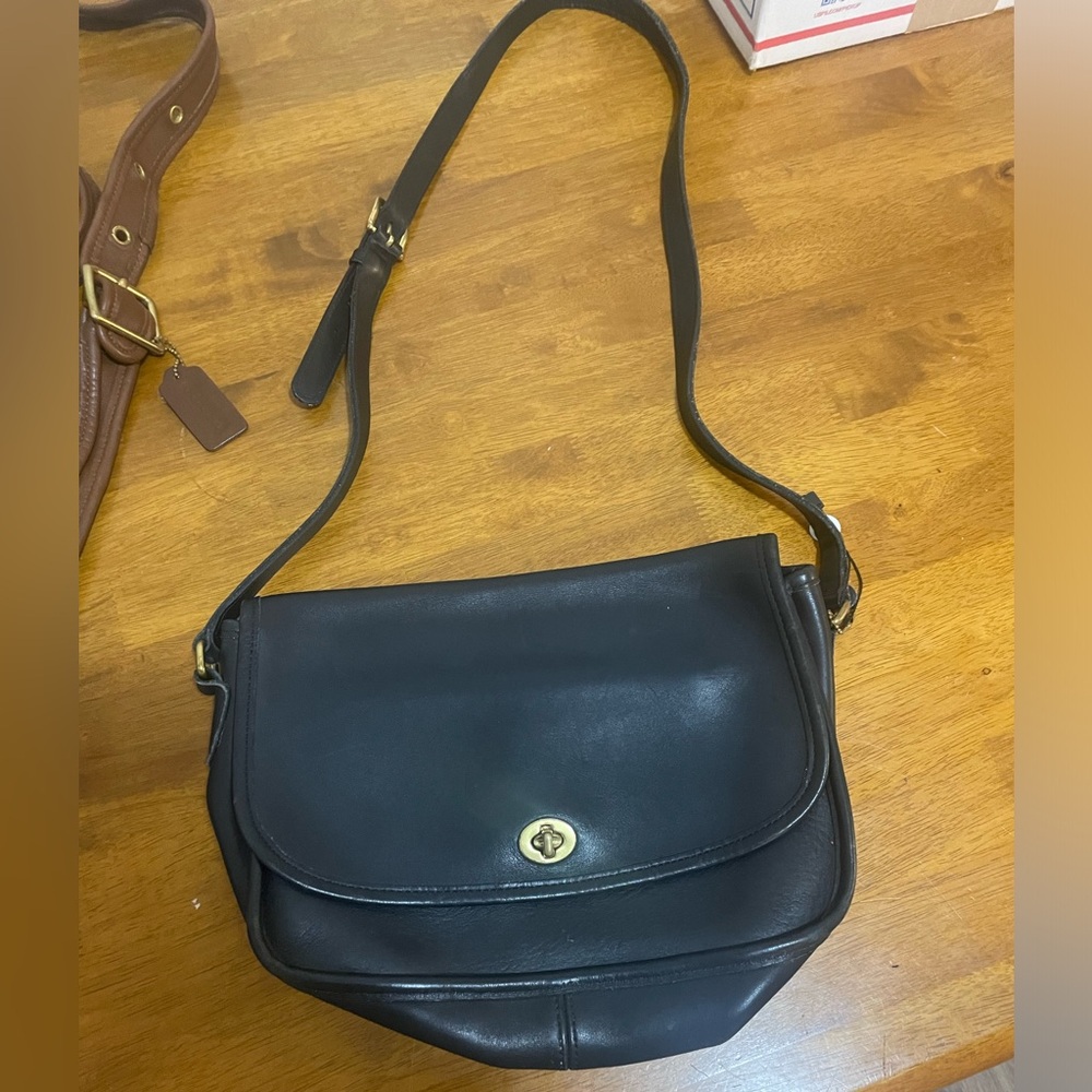 Authentic Vintage Black Leather Coach Purse